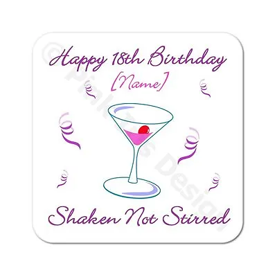 Personalised Cocktail 18th | 21st | 30th | 40th | 50th Birthday Gift Coaster  • £3.99