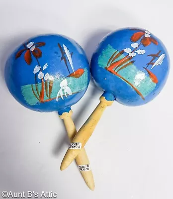 Maracas Authentic Mexican Hand Painted Wood & Gourd Musical Shakers • $14.98