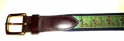 Men's Vineyard Vines Martini Cigar Fabric Leather Leather Belt Size 40 • $14.95