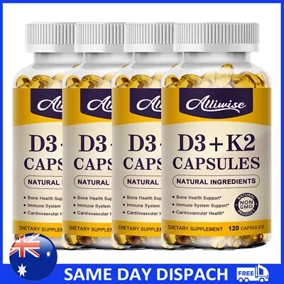 Vitamin D3 5000 IU With K2-MK7 Vitamin Supplement Support Immune & Bone Health • $20.99