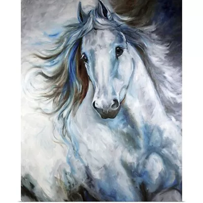 White Thunder Arabian Equine Abstract Poster Art Print Horse Home Decor • $29.99