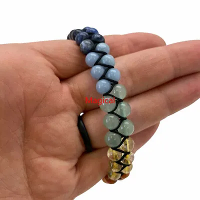Lucky Crystal Beads Braided Natural Stone 7 Chakra Bracelet Bangle Healing Yoga • $5.49