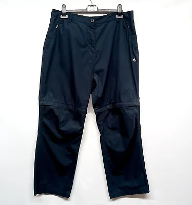 CRAGHOPPERS Convertible Zip-off Trousers Walking Hiking Navy Size 20s / W34 L28 • £13.99