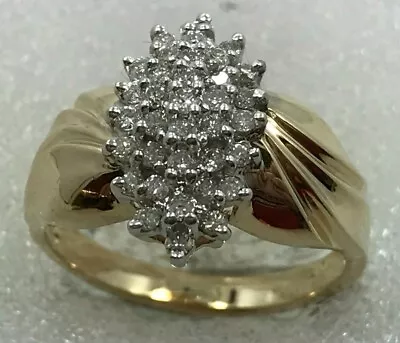 10 Karat Diamond Ring 10K Gold Ladies Marquise Shape Cluster .60 Ct Diamond Ring • $373.80