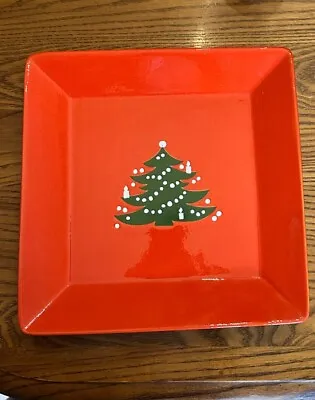 WAECHTERSBACH GERMANY Christmas Tree 9 7/8  SQUARE PLATE NEW RED FREE SHIPPING • $45.25