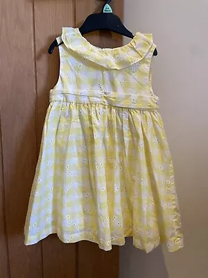 John Lewis Baby Girl Yellow Gingham Floral Print Sundress Size 18-24 Months • £8