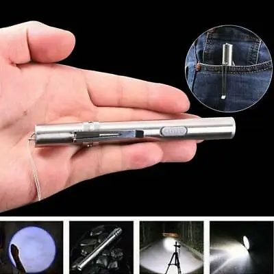 Mini Penlight Lamp Waterproof Pocket LED Flashlight USB Rechargeable LED Torch ~ • $5.36