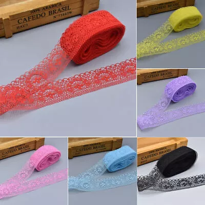 10 Yards/Roll Lace Ribbon 40MM Lace Trim DIY Embroidered For Sewing Decoration • £4.50