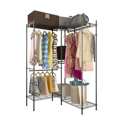 L Shaped DIY Freestanding Clothes Rack Metal Wardrobe Closet Rack Organizer • $85.99