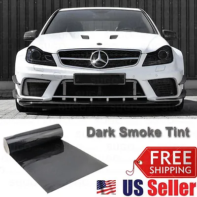 12 X48  Dark Smoke Tint Film Lens Vinyl Wrap Sheet Sticker Tail Light Head Lamp • $11.43