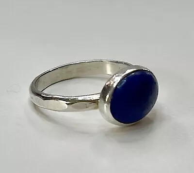 Lapis Lazuli Sterling Hammered Ring Silver 925 Blue Vintage Sz 5.25 Pinky • $14.97