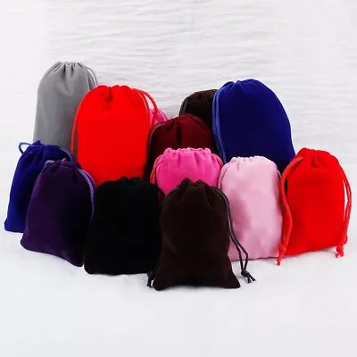 10-100pcs Wedding Jewellery Candy Party Pouch Bags Velvet Drawstring Gift Bag UK • £3.95