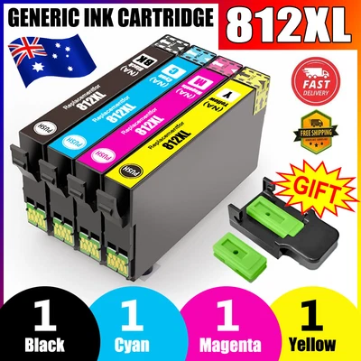 $56.99 • Buy 4x Generic 812XL 812 XL Ink Cartridge For EPSON WF7830 WF7840 7845 WF4830 WF3820