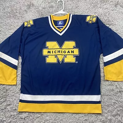 Vintage 90s Starter Michigan University Wolverines NCAA Hockey Jersey Mens Large • $39.99