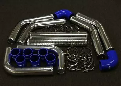 Chrome 3  Diy Turbo Intercooler Piping Kit + 8pc Blue Silicone Couplers +t-clamp • $149.49