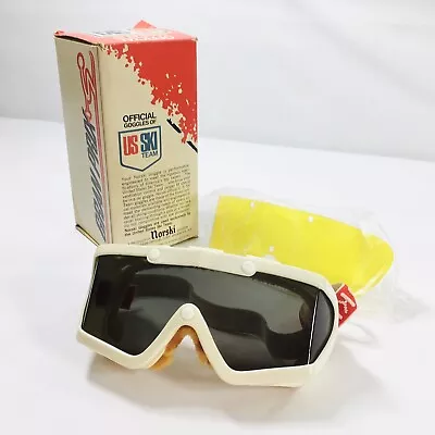 Vintage US SKI TEAM Norski GOGGLES W/ Box 1970's - Skiing Made In FRANCE • $40