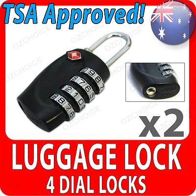 $12.59 • Buy 2 X TSA 4 Dial Luggage Locks Travel Suitcase Locks Black