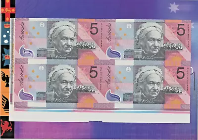 2001 Australia Uncut $5 Dollar - Block Of Four Banknote Centenary Of Federation • $388