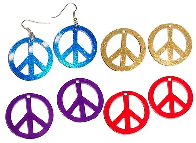 Super Cute 60s Peace Sign Logo Charm Earrings Kitsch Kawaii Fancy Dress • £1.69