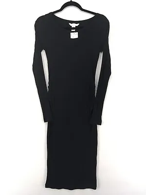 H&M Maternity Women's Bodycon Midi Dress Size XS Solid Black Long Sleeve • $19.99