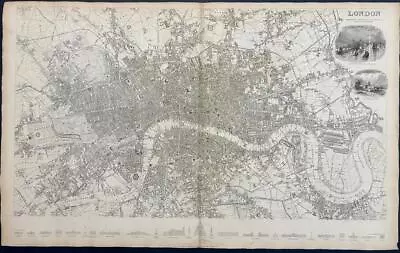London England 1836 S.d.u.k. Large Antique Original Steel Engraved City Map • $52.31