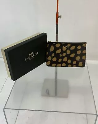 Coach Black Brown Deer Spot Small Wristlet • $10.99