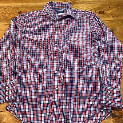 Wrangler Retro Western Flannel Pearl Snap Long Sleeve Mens M Red/blue Plaid • $16