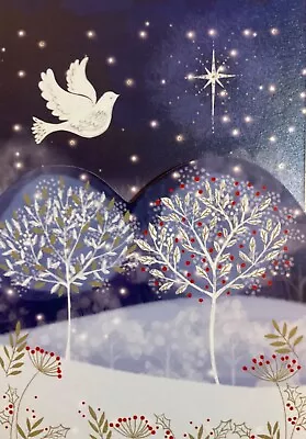 PACK OF 8 CHARITY CHRISTMAS CARDS~DOVE FLYING OVER TREES~SEE DESCR~App 11x15cm • £3.50