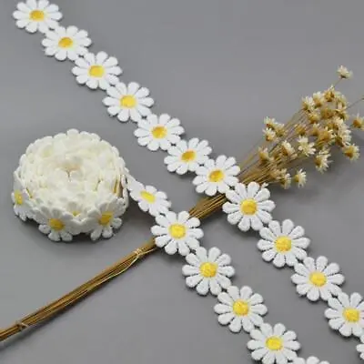 Flower Embroidered Beautiful Daisy Lace Trim Ribbon DIY Craft Sewing Supplies • £2.94