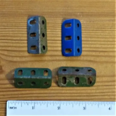 Vintage Job Lot 4 Meccano 1.5 In. Right Angular Connecting Strips • £2.50