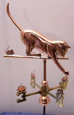 Beautiful Full Size Cat Copper And Brass Weathervane With Mount And All Parts. • $575.95