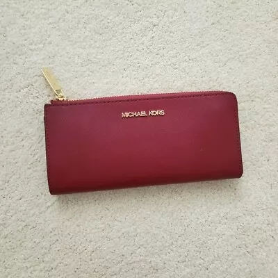 Michael Kors Jet Set Travel Large Saffiano Leather Quarter-Zip Wallet • $99