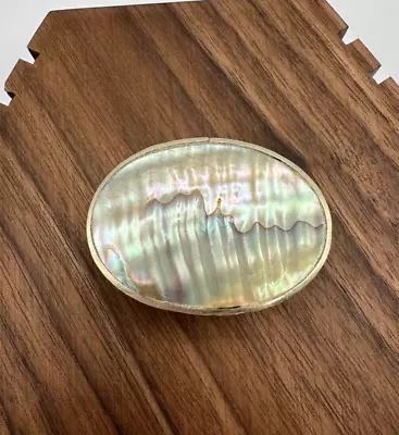 Vintage Alpaca Mexico Silver Tone/Color Abalone Box (C104) • $19