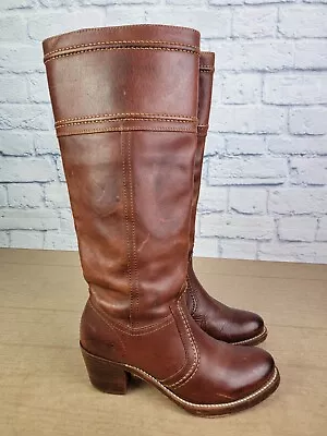 Frye Jane Knee High Riding Boots Womens Size 7 B Brown Leather 77230 4015 J 11 • $79.95