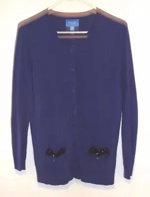 Women's Simply Vera Vera Wang Blue Button-Up Cardigan Sweater - Size M - EUC • $4.99