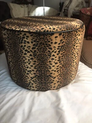 $69.99 • Buy Leopard Plush Ottoman ~ 12” Tall ~ 17” Diameter ~ Wooden Base