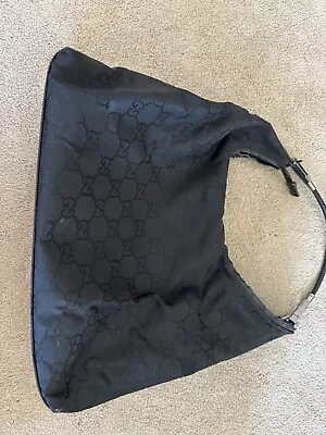 Gucci Monogram Hobo Black Canvas Bag • $200