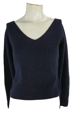 3874 Vince Sweater Women's Navy Blue Ribbed Wool Cashmere Cropped S • $32.79