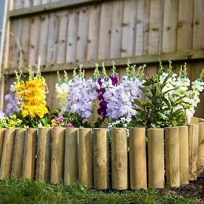 6ft Long Garden Log Roll Border Edging Outdoor Lawn Edge Flexible Wooden 3 Sizes • £14.99