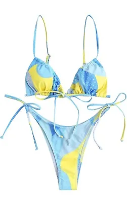 $23 • Buy Zaful Womens Bikini Swimsuit Size Small Light Blue And Yellow NWT