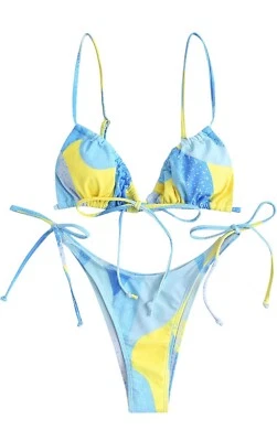 Zaful Womens Bikini Swimsuit Size Small Light Blue And Yellow NWT • £22.20