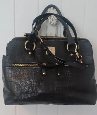 £55 • Buy Modalu Pippa Black Handbag Croc Leather Detachable  Shoulder Strap + Dust Bag.