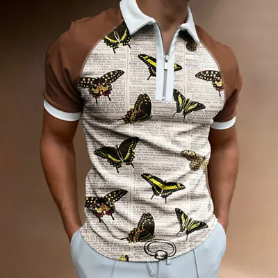 $17.57 • Buy Men's V-Neck Print Short Sleeve T-Shirt Tops Summer Casual Golf Business Blouse