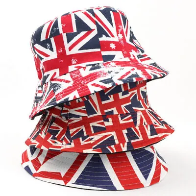 Union Jack Unisex Reversible Bucket Hat Queen's Jubilee British Hats Men & Women • £5.98