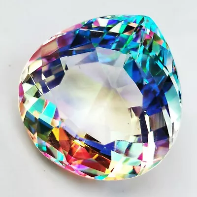 56.85 Ct Beautiful Rainbow Color Mystic Quartz Pear Cut Loose Gemstone • $12.99