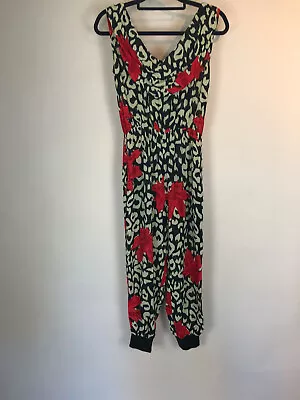 Women's MOTEL Leopard Flower Print Chiffon Playsuit W Elastic Cuffs Size S • $26.11