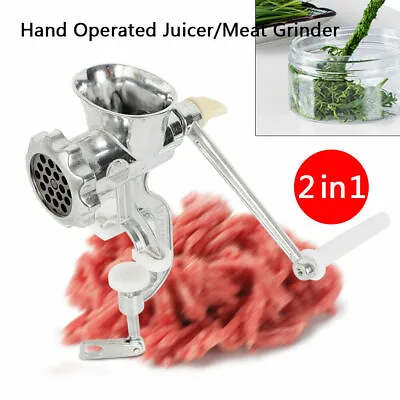 Hand Crank Juicer Manual Wheat Grass Juice Extractor Ground Meat Machine Silver • $30