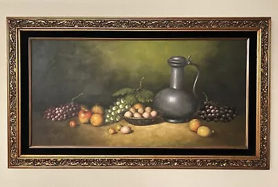 Vintage Still Life Oil Painting Grapes And Pear Mid Century Modern By W. Kance • $0.99