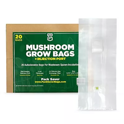 20 Pack Saver Mushroom Grow Bags W/ Healing Injection Port Breathable Sterile • $49.95