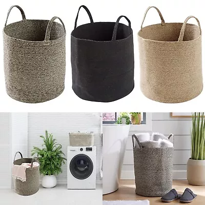 Cotton Rope Laundry Basket Woven Storage Basket Toy Storage Blanket Organizer • £11.95